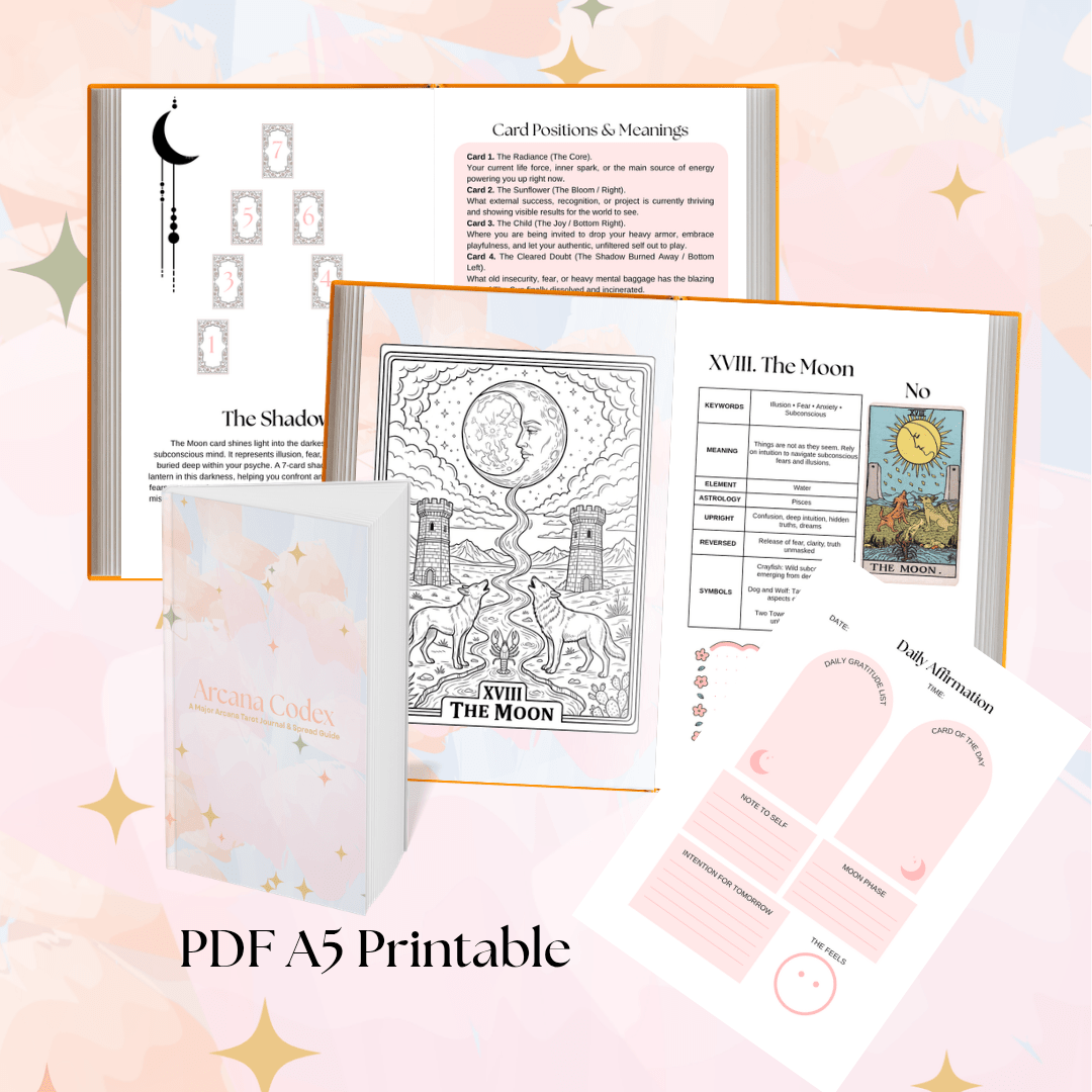 Arcana Codex: A Major Arcana Tarot Journal & Spread Guide (A5 Printable PDF) - Divination Mail. ABN: 76 607 487 962